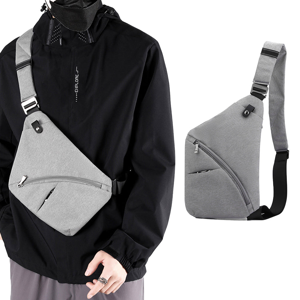 Anti-Theft Travel Right Chest Pack Crossbody Bag Sling Bag for Bicycle Sport Gray