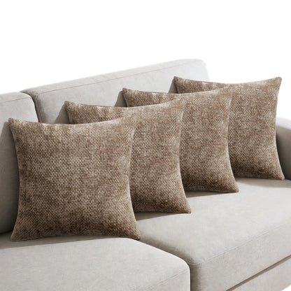 4 Pack Chenille Knit Throw Pillow Covers for Couch Bed -Camel