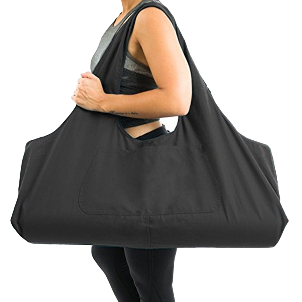 Large Yoga Mat Carrying Bag with Side Pocket Yoga Tote Bag Gym Bag Black