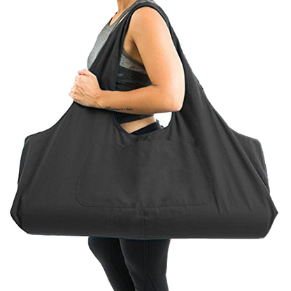Large Yoga Mat Carrying Bag with Side Pocket Yoga Tote Bag Gym Bag Black