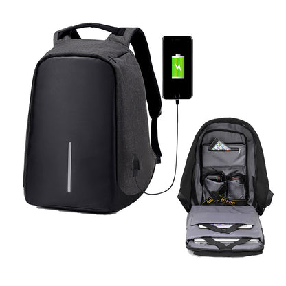 Anti-Theft Backpack School Travel Laptop Bag with USB Charging Port Black