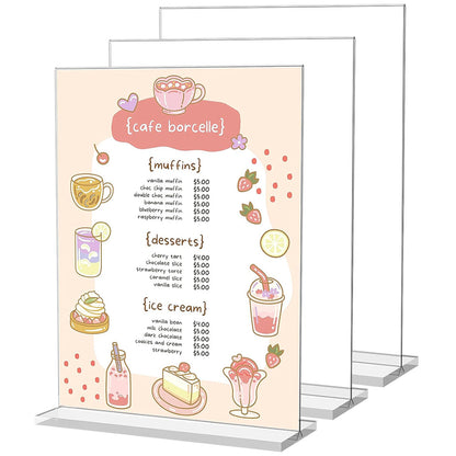 3Pcs Acrylic Sign Holder Clear Menu Stand Vertical Flyer Display for Restaurants