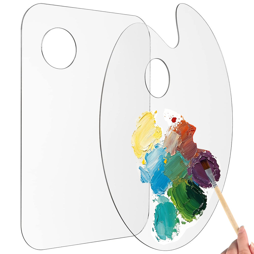 2Pcs Acrylic Painting Palette Transparent Color Mixing Board for Watercolor Acrylic Oil Paint