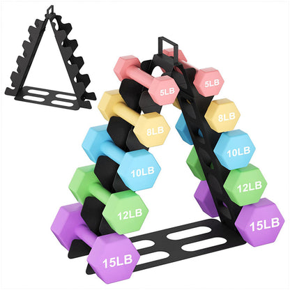 Black Metal Multi-Slot Dumbbell Rack 4 Tier A-Frame Weight Rack