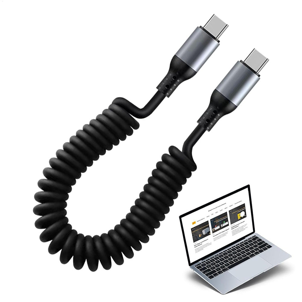 USB C To C Cable Car Coiled Type C Charging Cable For iPhone Samsung