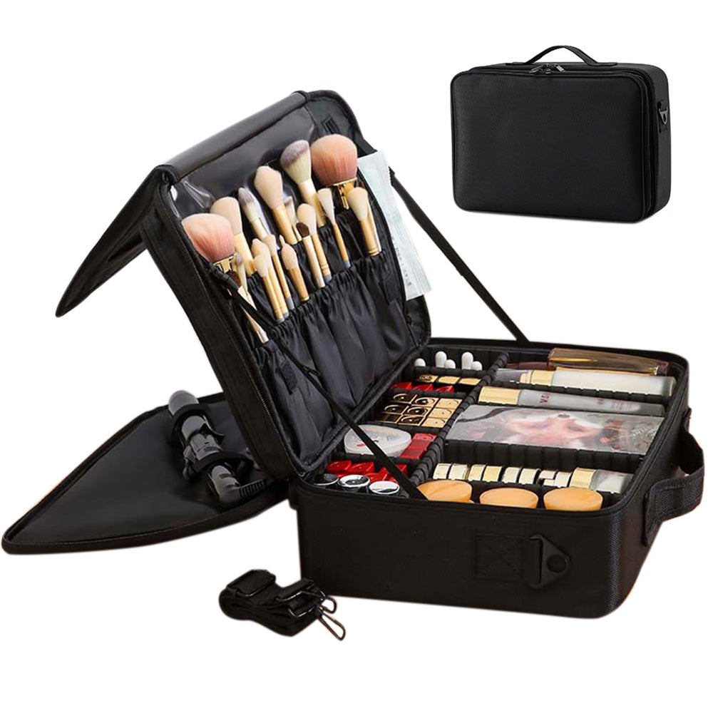 Large Capacity Makeup Bag 3 Layer Cosmetic Case