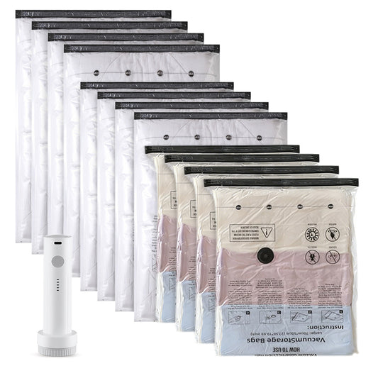 12Pcs Travel Clothing Vacuum Storage Bags Set with Rechargeable Electric Pump for Luggage