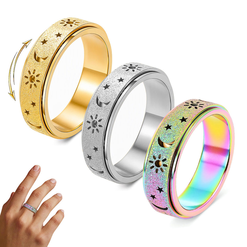 3Pcs Spinner Ring Stainless Steel Fun Playful Rotating Rings Ring Size AU L