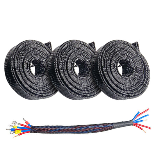 3PCS PET Braided Cable Sleeving Expandable Wire Sheathing for Cable Protection