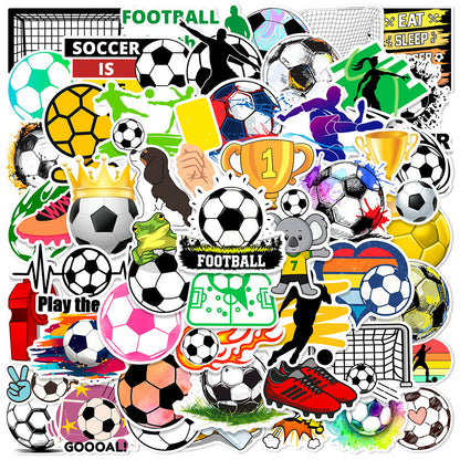 50Pcs Football Theme Sticker Set Water-repellent for Water Bottle Laptop Decoration