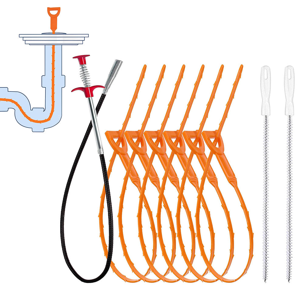 9-Piece Drain Clog Remover and Cleaner Tool Set