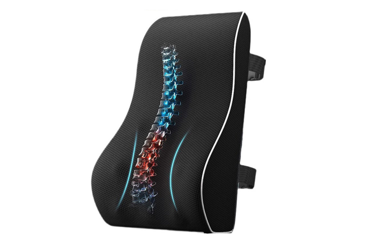 Ergonomic Lumbar Back Support Cushion Memory Foam Backrest with Adjustable Strap