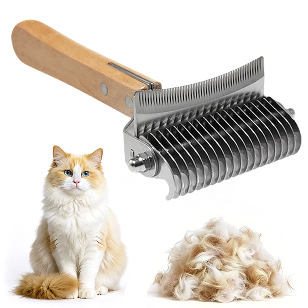 Pet Dematting Comb Double Sided Undercoat Rake for Long Hair Cats Dogs