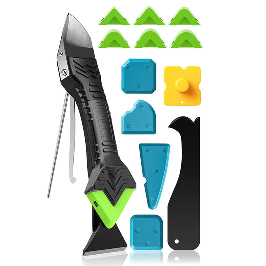 5 In 1 Caulking Tool Sealant Finishing Tool With Grout Scraper And 6 Exchange Silicone Pads