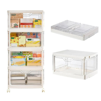 4 Tier Clear Storage Bins with Lids Stackable Plastic Bins with Wheels for Closet Bedroom Living Room