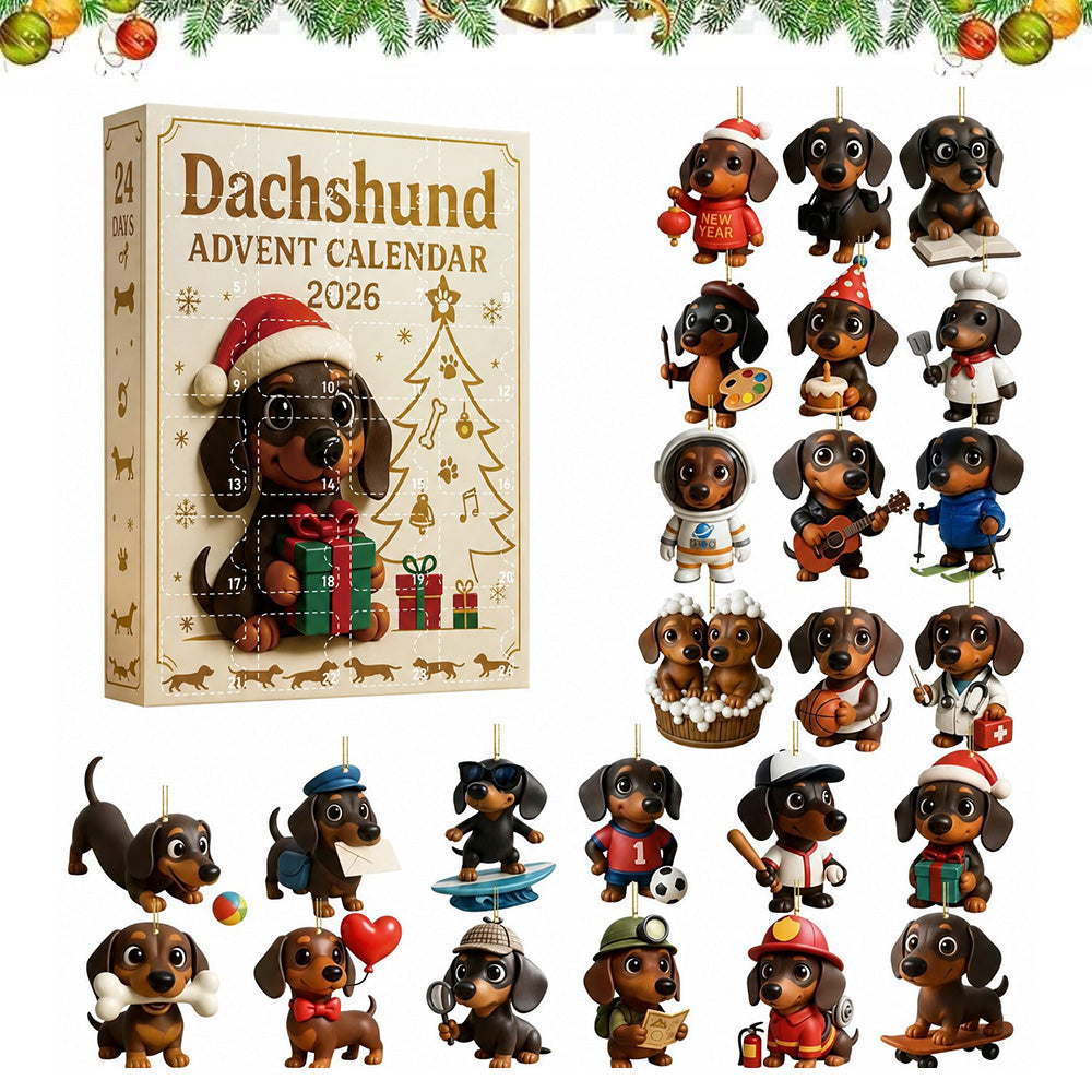 2D Acrylic Dachshund Advent Calendar 24 Days Christmas Countdown for Adults