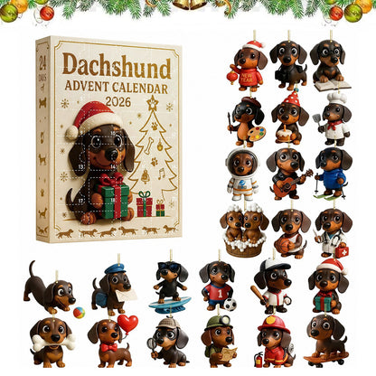 2D Acrylic Dachshund Advent Calendar 24 Days Christmas Countdown for Adults