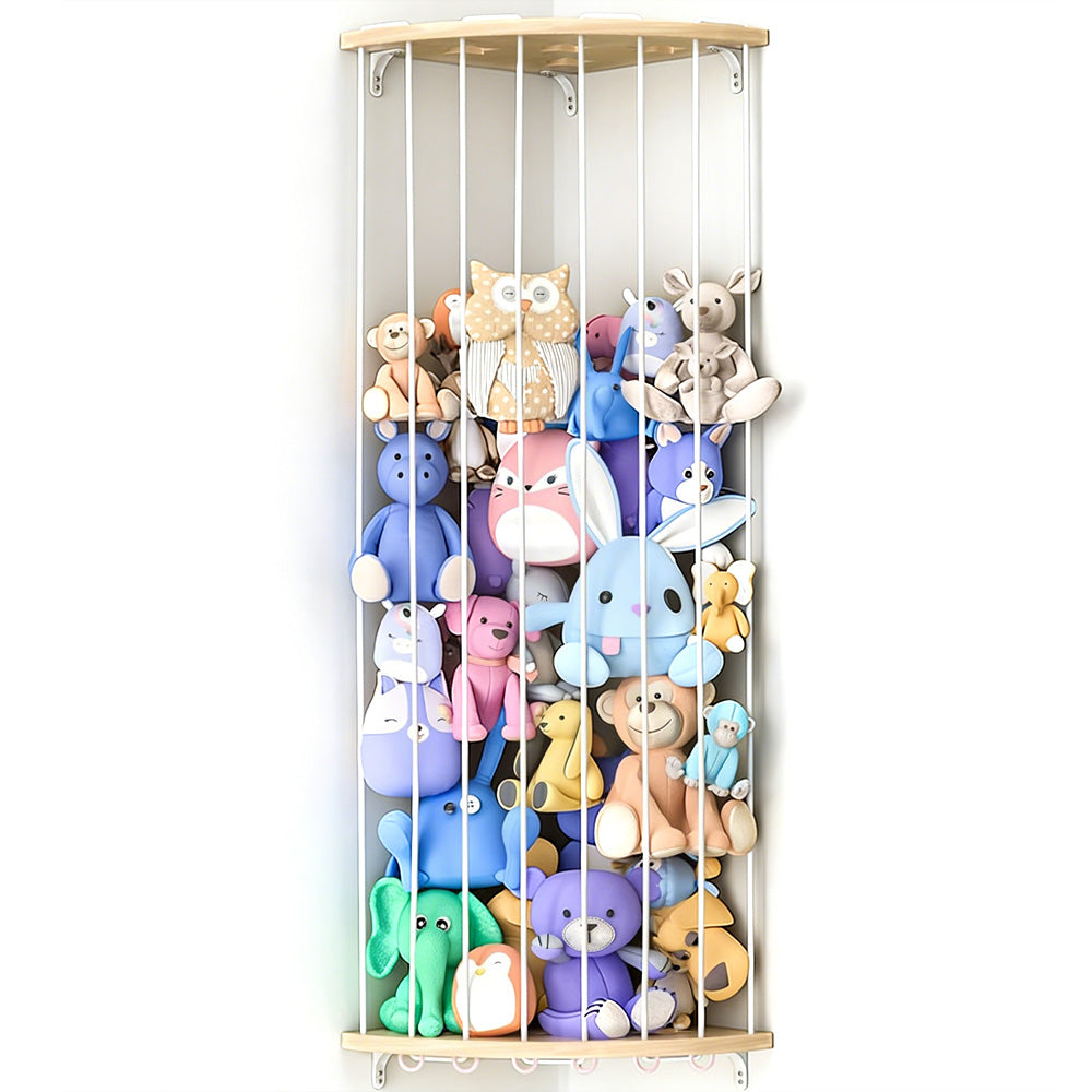 Stuffed Animal Storage Wood Corner Cage Plush Toys Holder With Star Pattern