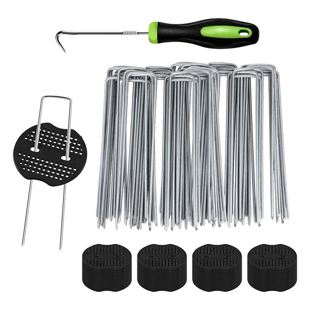 50Pcs 15cm Galvanized U Shaped Stakes for Weed Barrier and Landscape Fabric-3mm