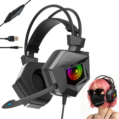 Wired RGB Gaming Headset with Microphone 3.5mm USB for PC PS5 Xbox