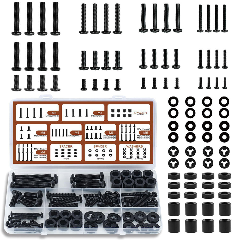 92PCS Universal TV Mount Screw Kit M4 M5 M6 M8 with Spacers Washers Storage Box