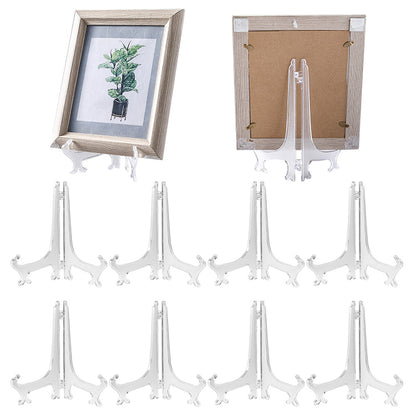 10 Pack Clear Plastic Plate Display Stand Easel Holder for Plate Photo Frame