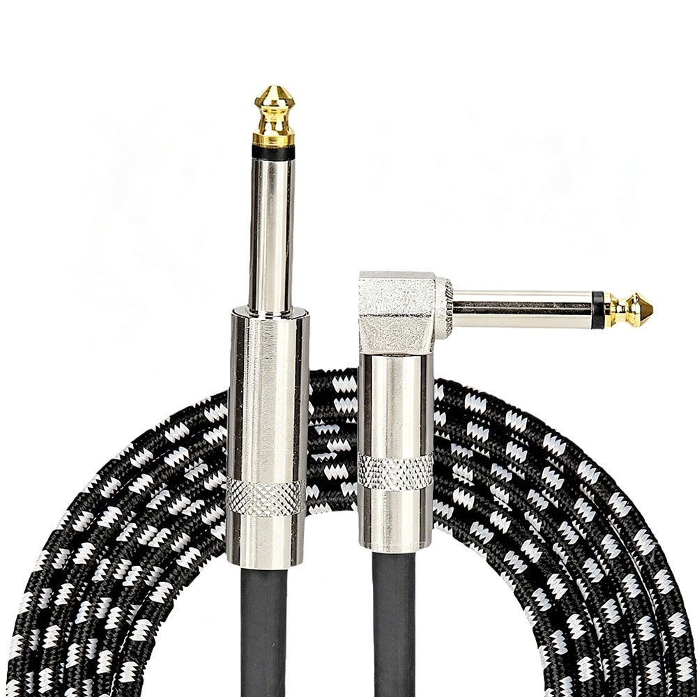 3m Guitar Cable 6.35mm Right Angle to Straight Instrument Cord for Bass Amp