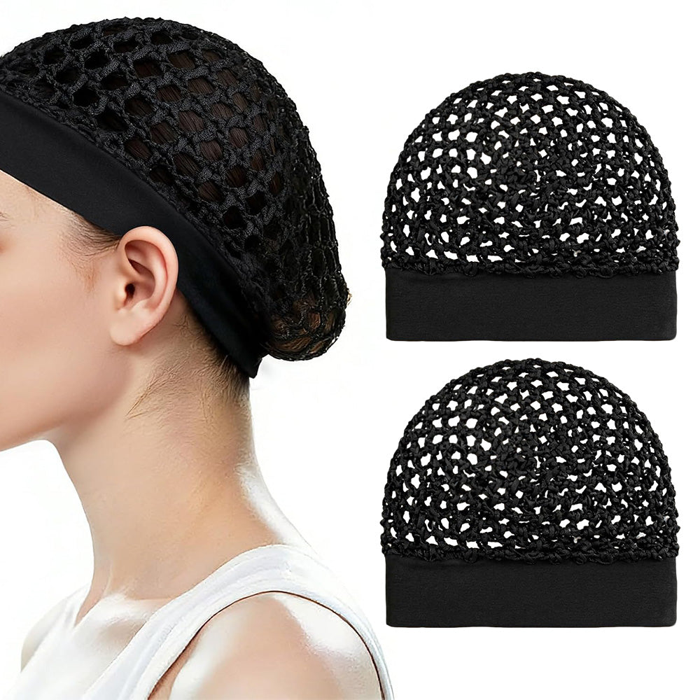2 Pack Mesh Hair Net Cap with Wide Elastic Band Mesh Sleep Hair Bonnet Caps