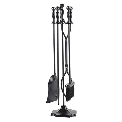 5 Pieces Fireplace Tool Set Wrought Iron With Stand For Indoor And Outdoor Use