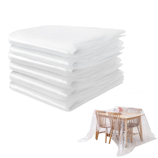 6 Pack Paint Drop Cloth Plastic Sheeting 9x12 Feet for Painting Furniture Protection