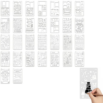 30Pcs Journal Stencils Reusable Drawing Templates for DIY Crafts Scrapbooking
