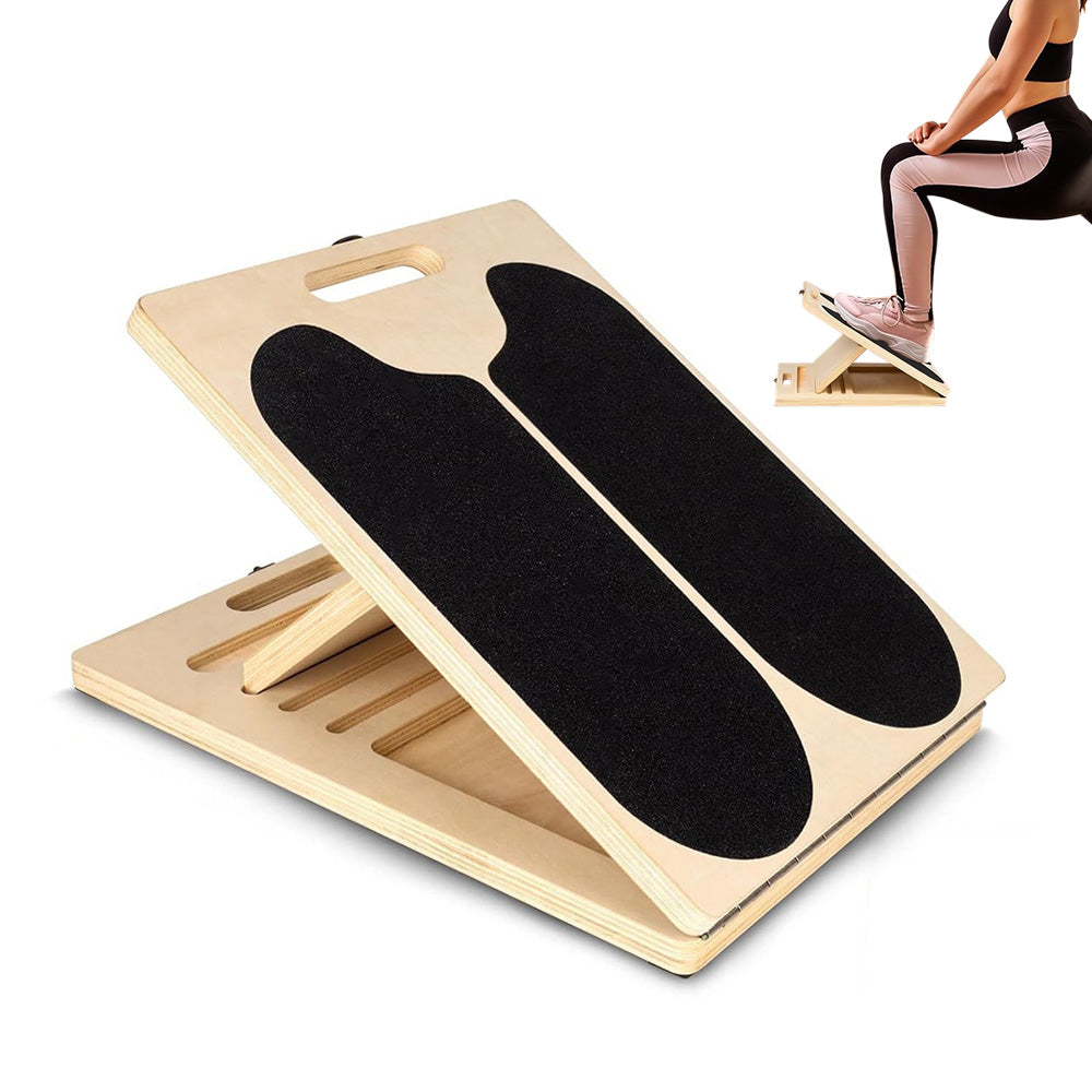 5 Angle Adjustable Calf Stretcher Slant Board Wood Balance Board for Home Gym