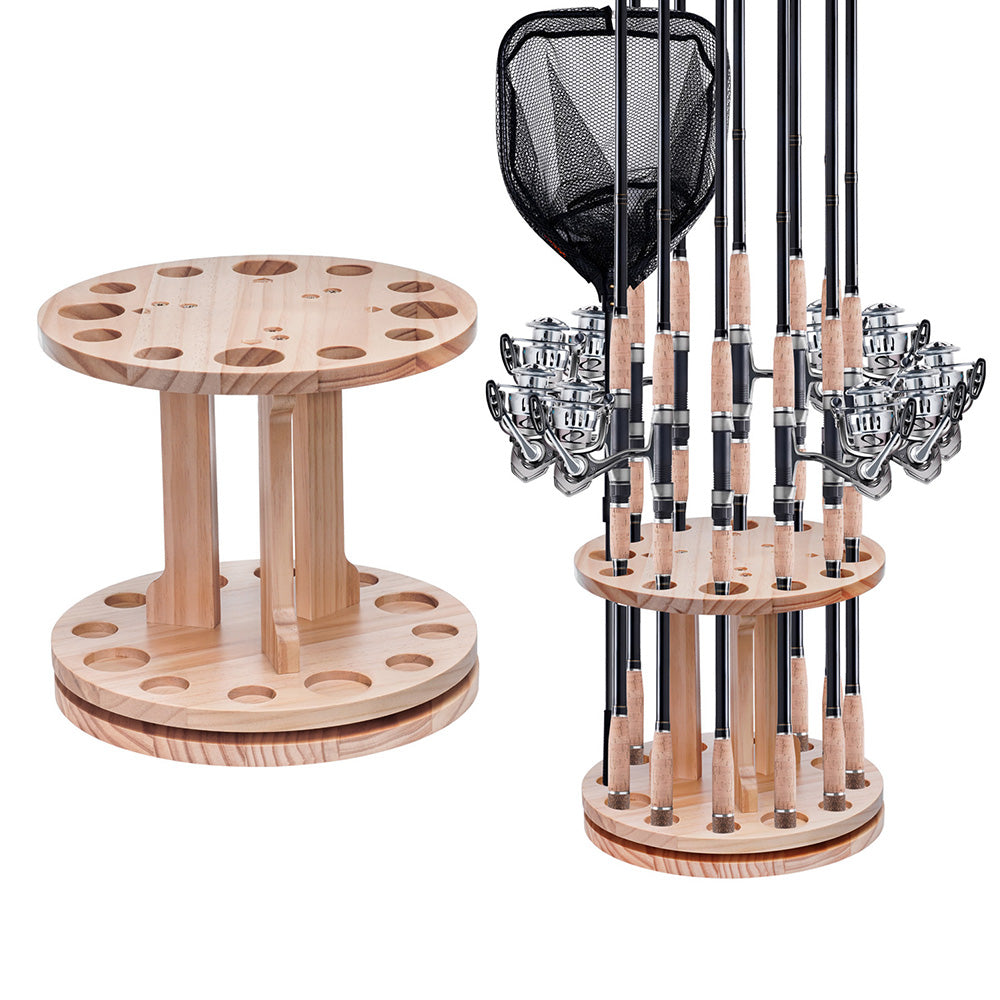 360 Degree Rotating Fishing Rod Rack 12 Rods Storage Organiser