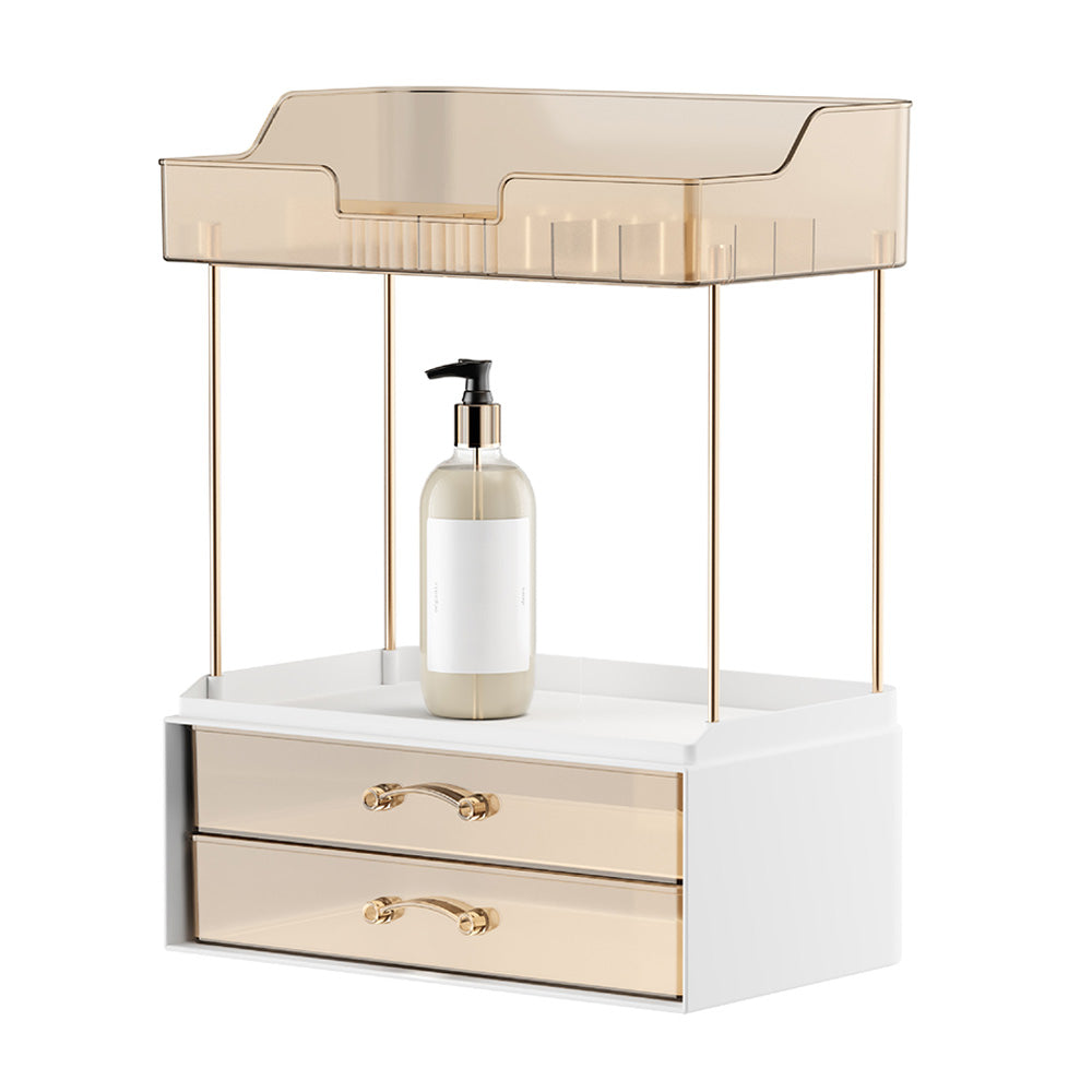4 Tier Cosmetics Storage Organizer Large Capacity 2 Drawers for Skincare and Makeup