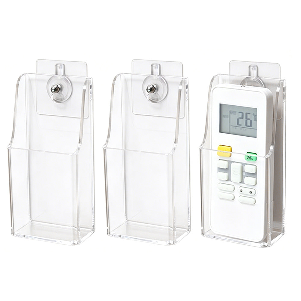 3 Pack Clear Remote Control Holder Wall Mount Organizer for TV AC Phone Glasses