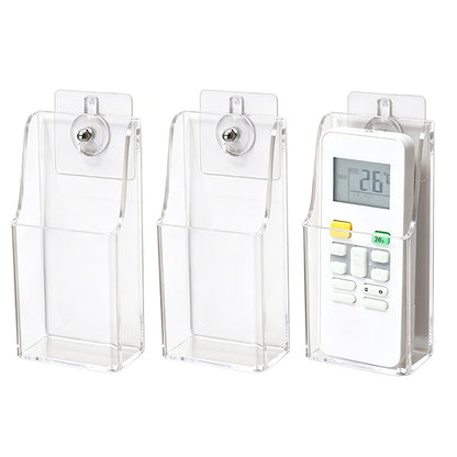 3 Pack Clear Remote Control Holder Wall Mount Organizer for TV AC Phone Glasses