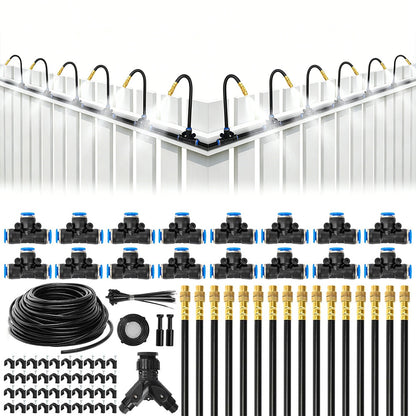 30m 0.6cm 360-Degree Adjustable Copper Nozzle Irrigation Kit for Garden Greenhouse Lawn Patio