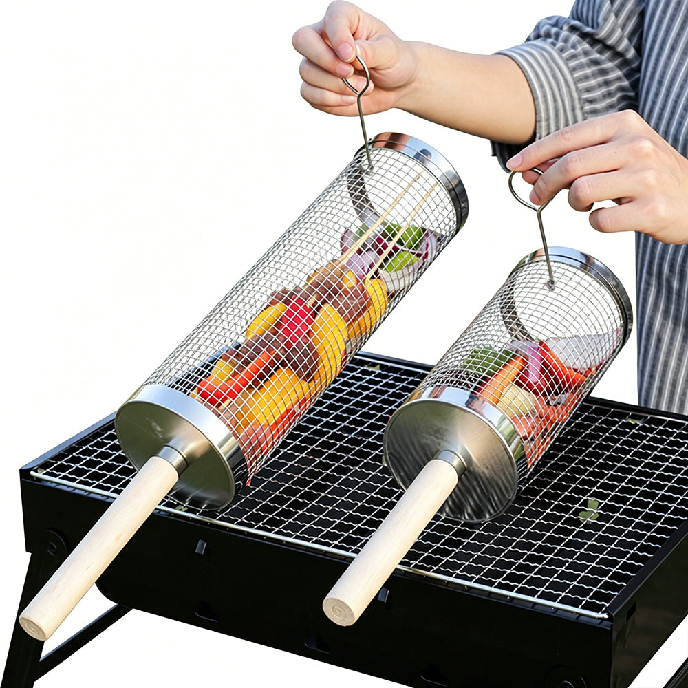 2 Pack BBQ Rolling Grill Baskets