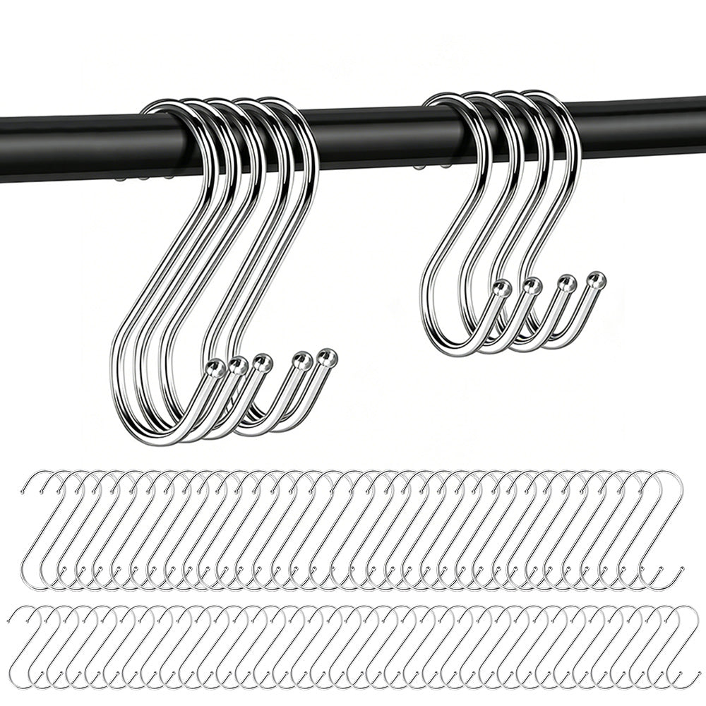 40Pcs Stainless Steel Metal S Shaped Hooks Clothes Hanger for Kitchen Bathroom Closet