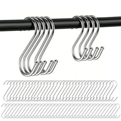 40Pcs Stainless Steel Metal S Shaped Hooks Clothes Hanger for Kitchen Bathroom Closet