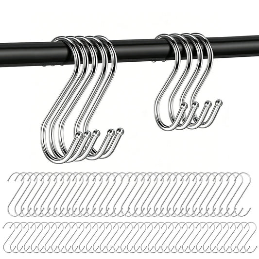 40Pcs Stainless Steel Metal S Shaped Hooks Clothes Hanger for Kitchen Bathroom Closet