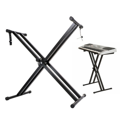 Folding Double Braced X Piano Keyboard Stand Adjustable Height Piano Stand