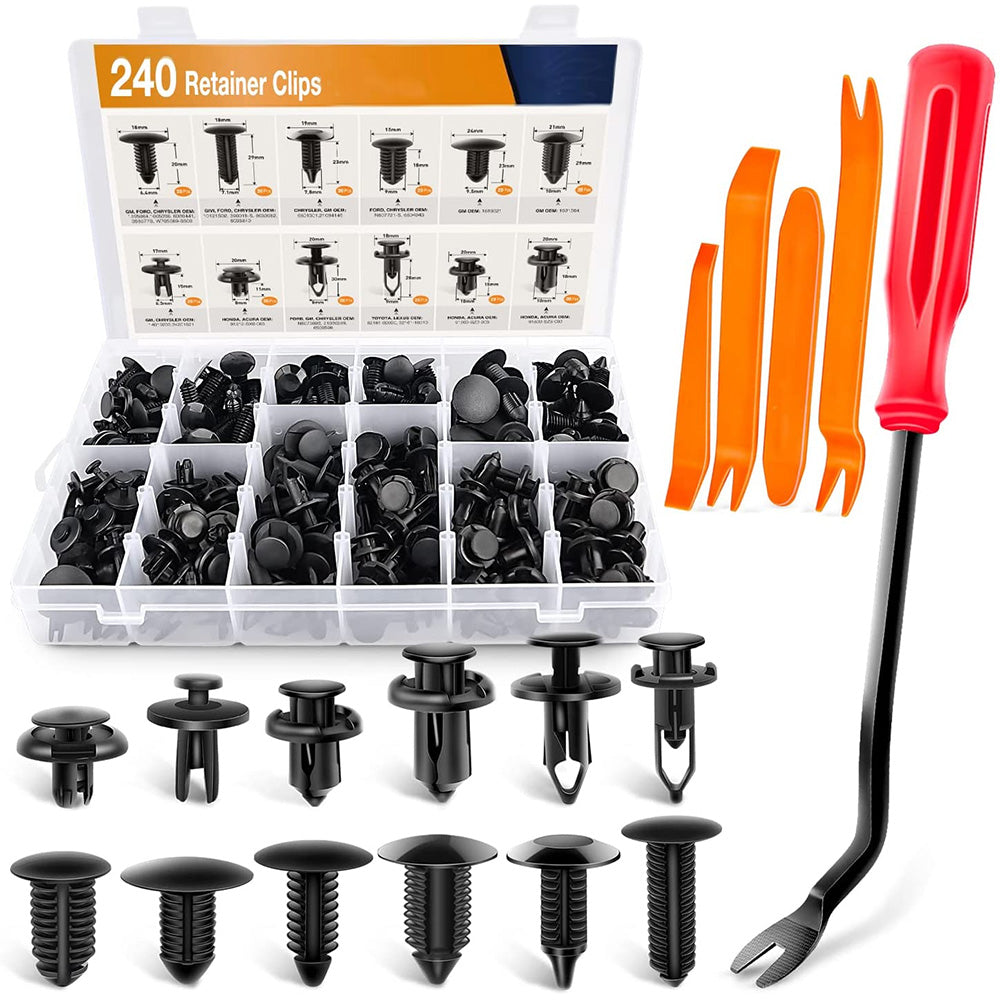 240PCS Car Bumper Retainer Clips And Fasteners Kit For Door Trim Panel Fender