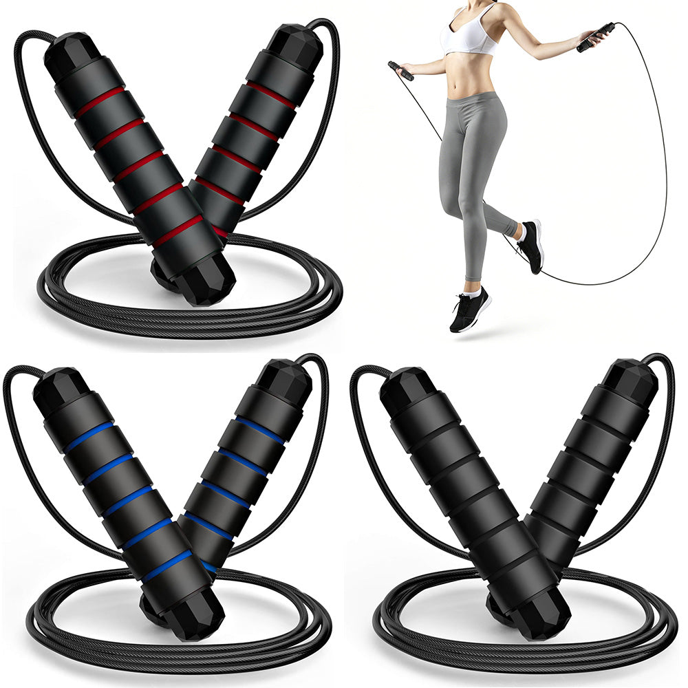 3 Pcs Adjustable Speed Jump Rope with Ball Bearing Foam Handles