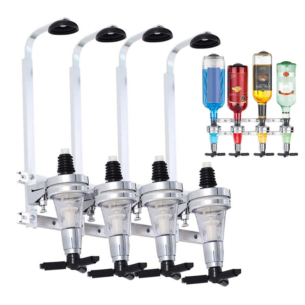 4-Bottle Wall-Mounted Wine Rack and Dispenser for Kitchen or Bar