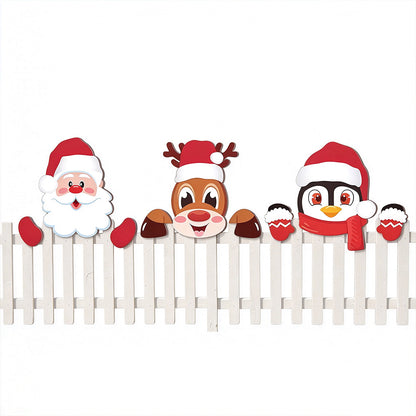 3Pcs Christmas Fence Peekaboo Decorations Xmas Yard Fence Ornament Set