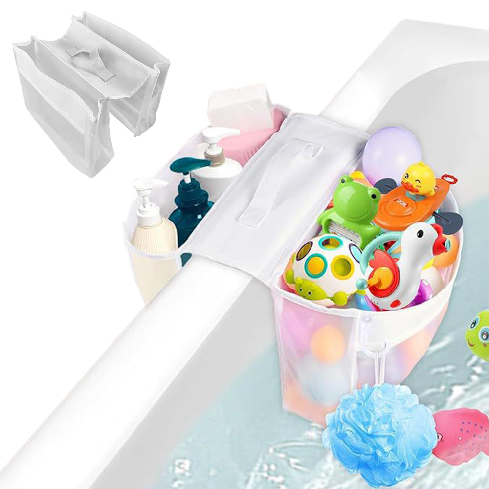 2 Compartments Bath Toy Organizer Bath Tub Toy Storage Organizer