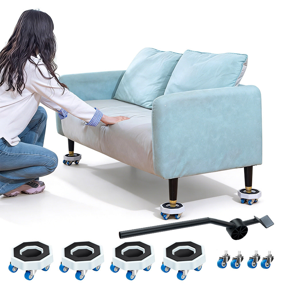 Universal Furniture Mover Wheel Set with Sliding Base & Lifting Rod