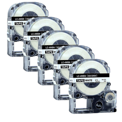 5 Piece Compatible with Epson KingJim LK-4WBN Label Tape