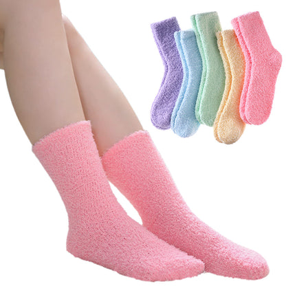 5 Pairs Womens Fuzzy Plush Socks Warm Winter Sleeping Soft Cozy Home Lounge